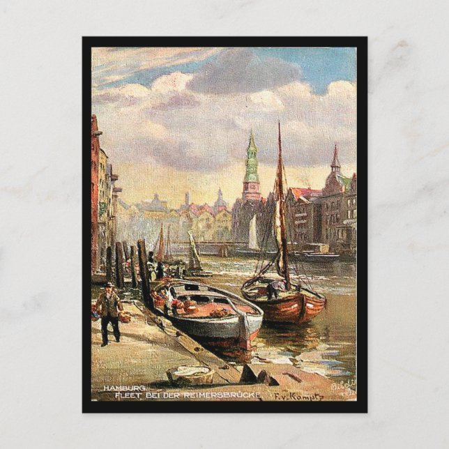 Cartão postal antigo - Hamburgo, Alemanha (Frente)