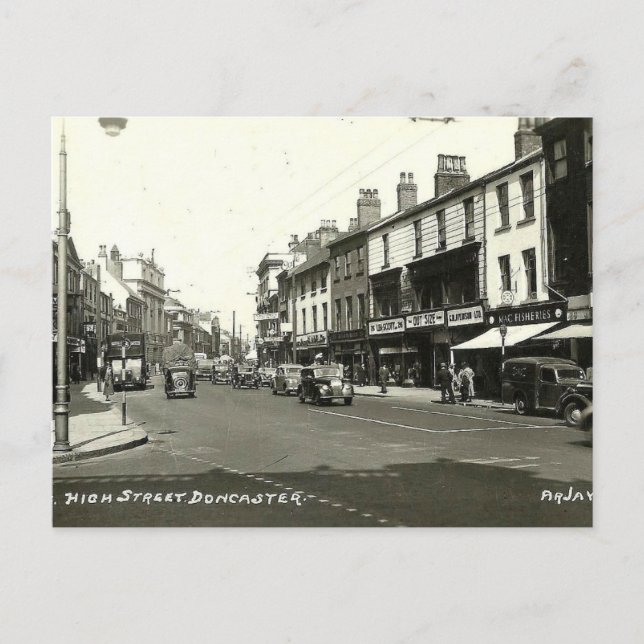 Cartão postal antigo - High Street, Doncaster, Yor (Frente)