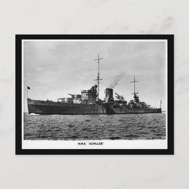 Cartão Postal Antigo - HMS (mais tarde HMNZS) Aqui (Frente)