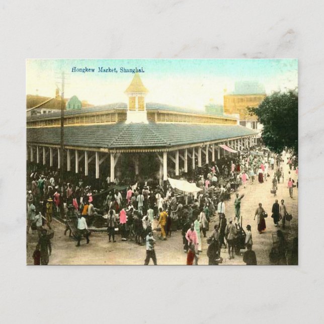 Cartão postal antigo - Hongkew Market, Xangai (Frente)