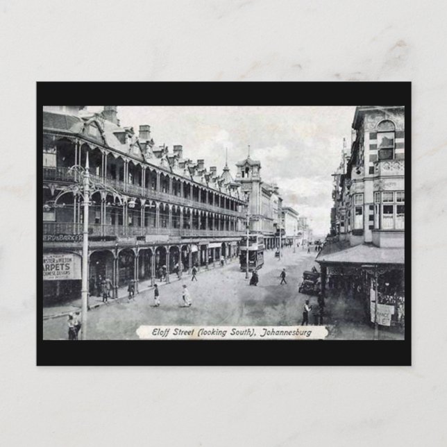 Cartão postal antigo - Joanesburgo, Eloff Street (Frente)