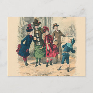 Cartão Postal Antigo Jogo de Bola de Crianças Vitorianas de 1880