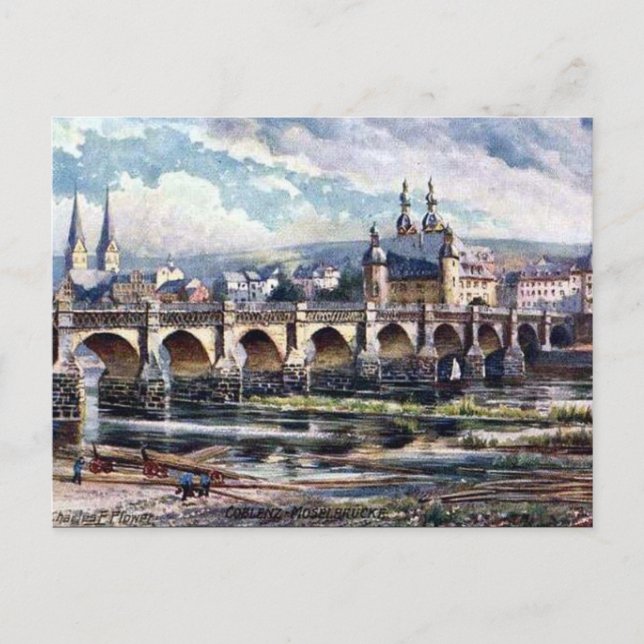 Cartão postal antigo - Koblenz, Alemanha (Frente)