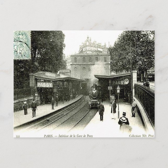 Cartão Postal Antigo - La Gare de Passy, Paris (Frente)