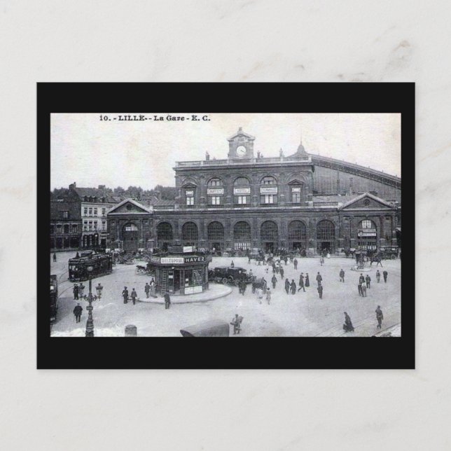 Cartão postal antigo - Lille, França (Frente)