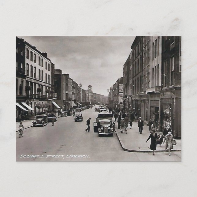 Cartão postal antigo - Limerick, Irlanda (Frente)