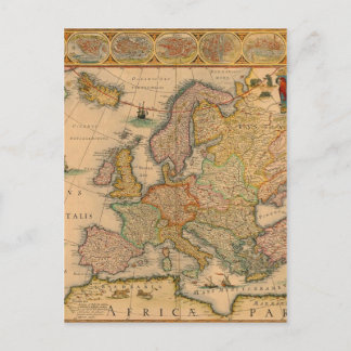 Cartão Postal Antigo mapa da Europa