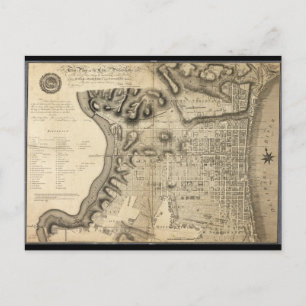 Cartão Postal Antigo mapa da Pensilvânia Filadélfia de 1796