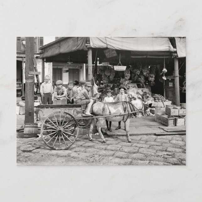 Cartão Postal Antigo Mercado Trimestre Francês (Frente)