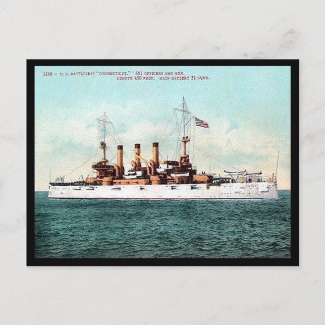 Cartão Postal Antigo - Navio de Guerra dos EUA "Co (Frente)