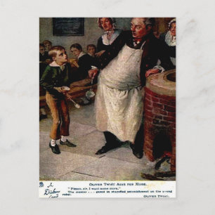 Cartão Postal Antigo - Oliver Twist pede mais