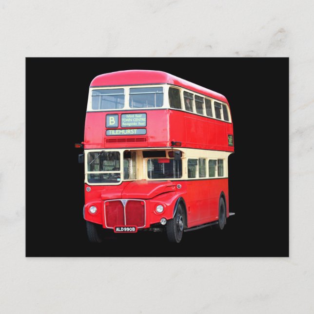 Cartão Postal Antigo ônibus de Londres vermelho de cerca de 1950 (Frente)
