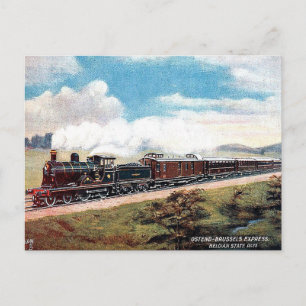 Cartão postal antigo - Ostende - comboio expresso