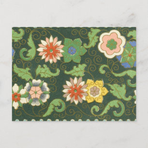 Cartão Postal Antigo Padrão Chinês de Cloisonné: Jade Verde