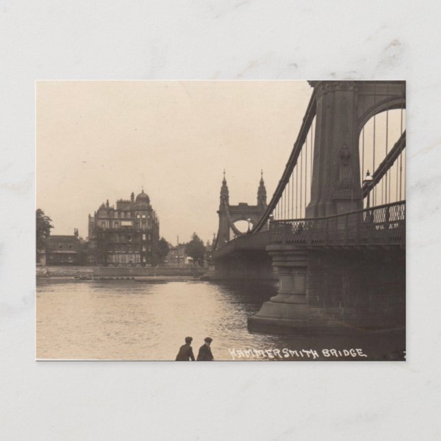 Cartão postal antigo - Ponte Hammersmith, Londres (Frente)