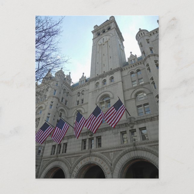 Cartão Postal Antigo Posto do Office Pavilion & Tower Washington (Frente)