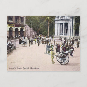 Cartão postal antigo - Queen's Road, Hong Kong