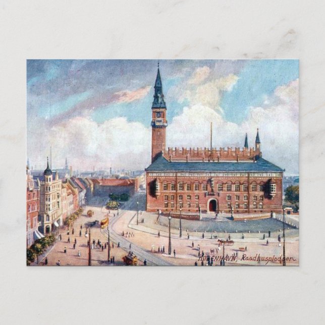 Cartão Postal Antigo - Rådhuspladsen, Copenhague (Frente)