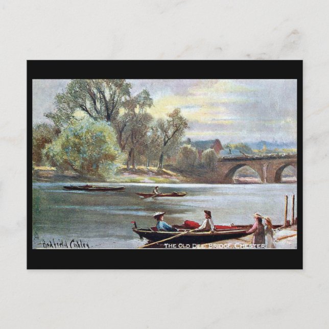 Cartão postal antigo - River Dee, Chester, Inglate (Frente)
