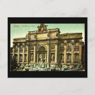 Cartão postal antigo, Roma, Fontana di Trevi, em