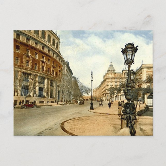 Cartão postal antigo, Roma, Via Vittorio Veneto (Frente)