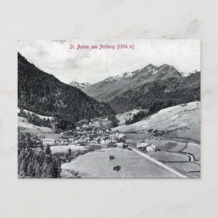 Cartão postal antigo - Rua Anton am Arlberg, Áus