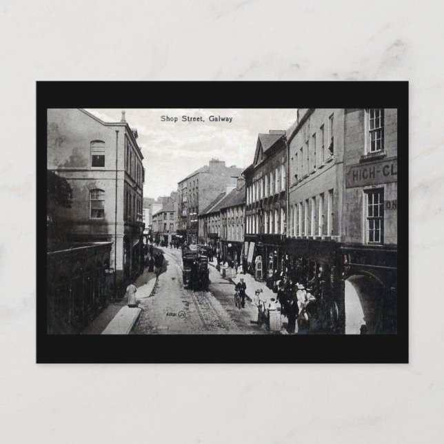 Cartão postal antigo - Rua Compre, Galway, Irlanda (Frente)