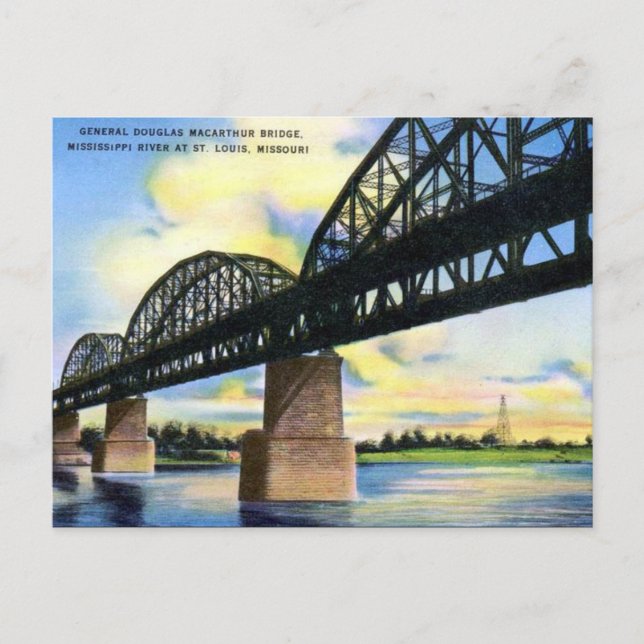 Cartão postal antigo - Rua Louis, Missouri, EUA (Frente)