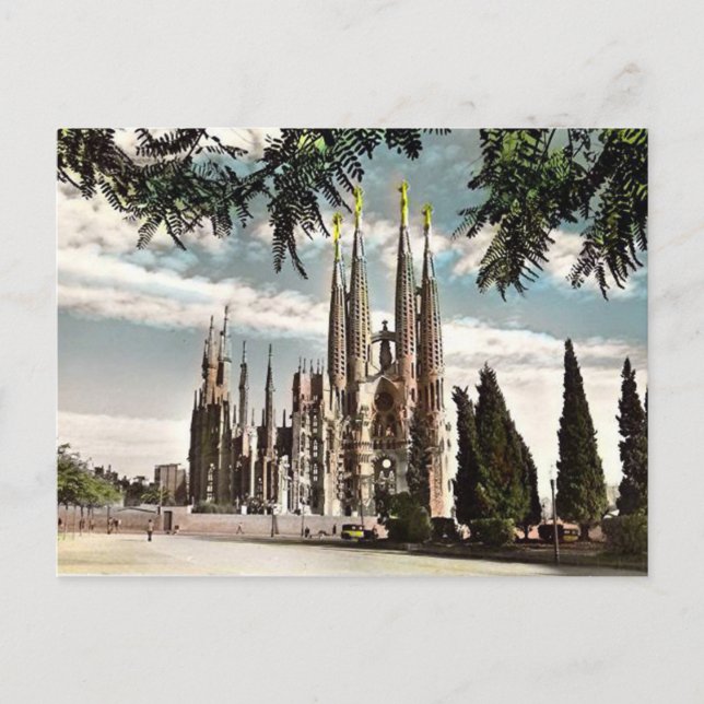 Cartão Postal Antigo - Sagrada Familia, Barcelona (Frente)