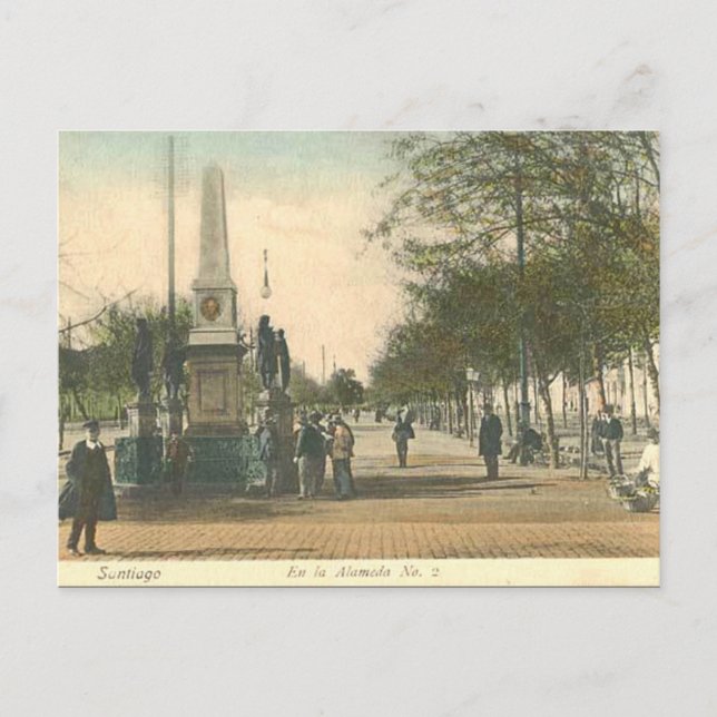 Cartão Postal Antigo - Santiago, Chile (Frente)