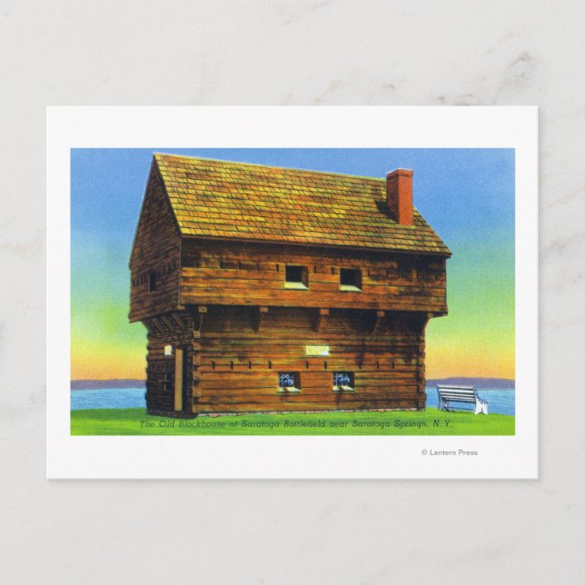 Cartão Postal Antigo Saratoga Battlefield Blockhouse Exterior (Frente)