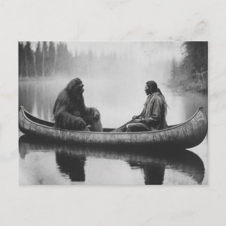Cartão Postal Antigo Sasquatch Bigfoot Nativo