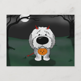 Cartão Postal Antigo Sheepdog Halloween
