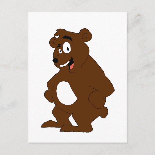 Cartão Postal Antigo Urso Esportivo de Cartoon (Frente)