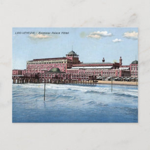 Cartão postal antigo - Veneza Lido, Itália