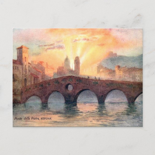 Cartão postal antigo - Verona, Itália (Frente)