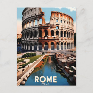 Cartão Postal Antigo Viagem Arte Coliseu Roma Itál