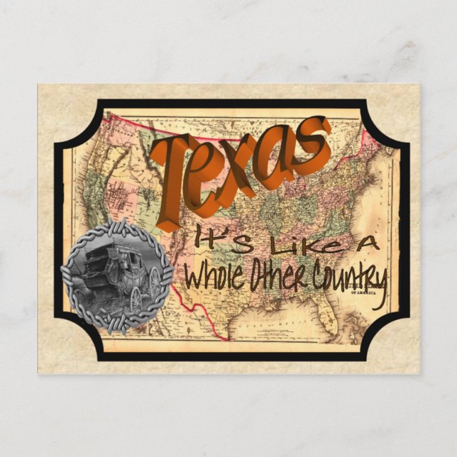 Cartão postal antigo Vintage Texas (Frente)