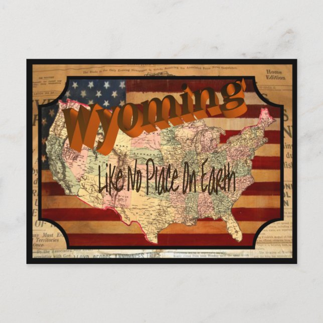 Cartão postal antigo Vintage Wyoming (Frente)