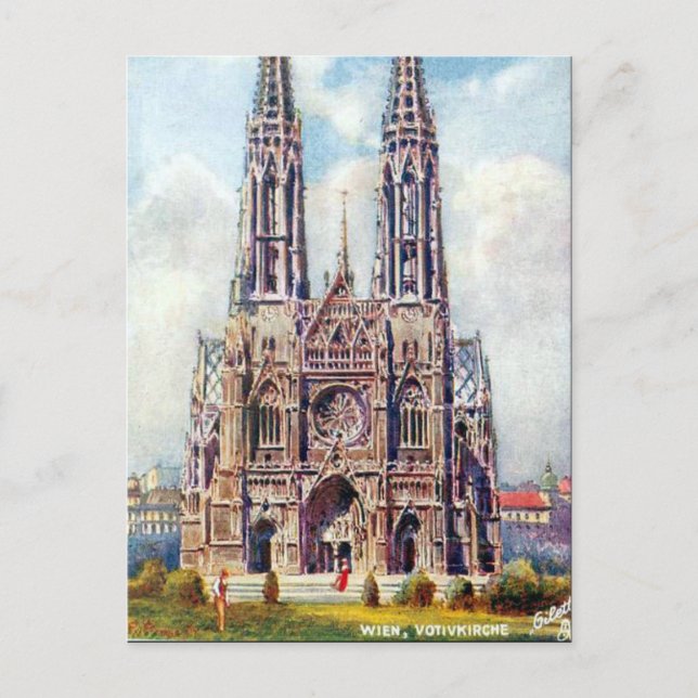 Cartão Postal Antigo - Votivkirche, Viena, Áustria (Frente)