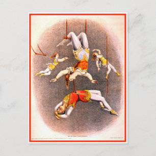 Cartão Postal Antigos Artistas de Trapézio de Circo