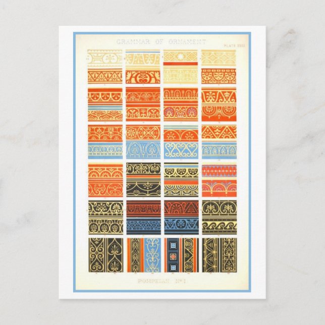 Cartão Postal Antigos Designs Fresco de Pompeia (Frente)