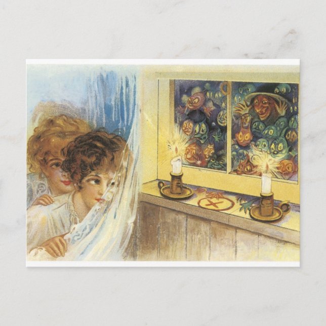 Cartão Postal Antigos fantasmas de Halloween e Goblins (Frente)