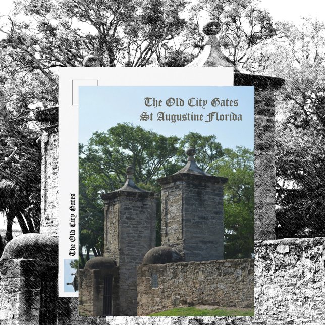 Cartão Postal Antigos Portões da Cidade St Augustine FL Históric (Criador carregado)