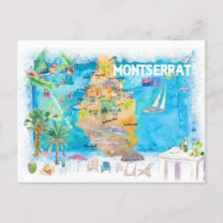 Cartão Postal Antígua e Barbuda Ilustrado Viagem Caribe
