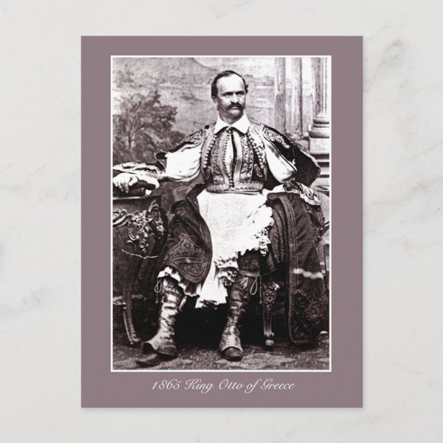 Cartão Postal Antiguidade 1865 Rei Otto da fotografia de Grécia (Frente)