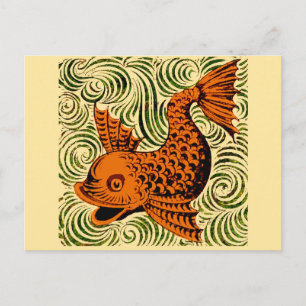 Cartão Postal Antiguidade de Peixe Azulejo Antigo