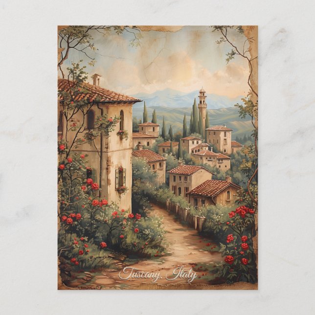 Cartão Postal Antiguidade Toscânia Pintura Romântica De Óleo Via (Frente)
