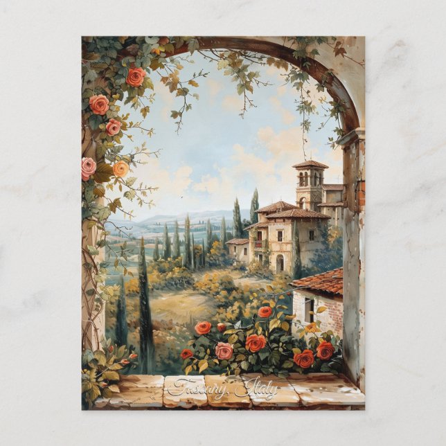 Cartão Postal Antiguidade Toscânia Pintura Romântica De Óleo Via (Frente)