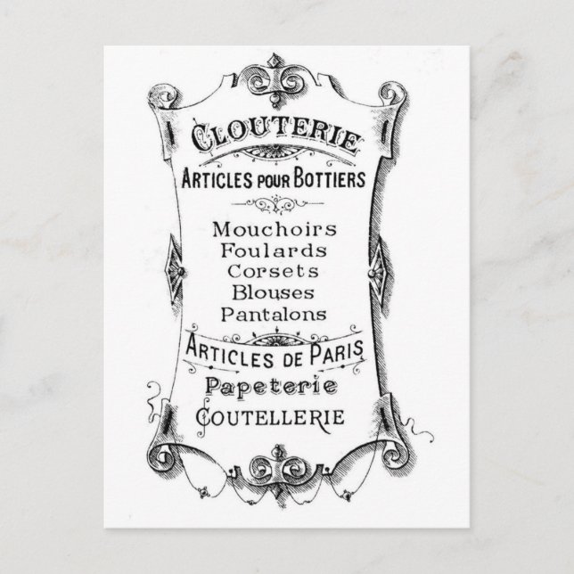 Cartão Postal Antiguidade Vintage Anúncio Francês (Frente)